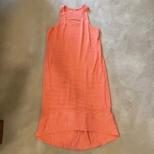 Eileen Fisher 100% Linen Striped Racerback Tank Dress XS Extra Small High-Low